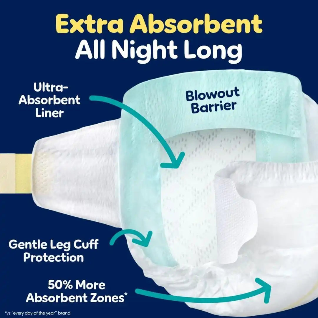 Pampers ZZZ Overnight Diapers, Size 3 (16-28 lbs), 66 Count, Nighttime Protection Disposable Baby Diaper, Night Time Leak and Skin Protection