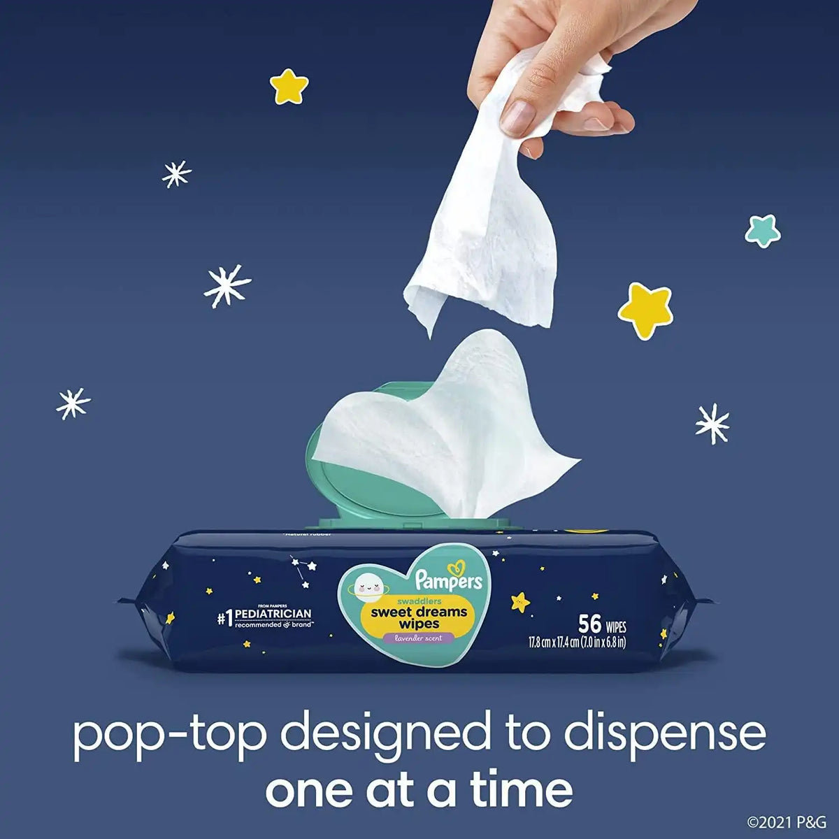 Overnight Diapers Size 6, 42 Count and Baby Wipes - Pampers Swaddlers Overnights Disposable Baby Diapers and Sweet Dreams Wipes, 12X Pop-Top (672 Count)