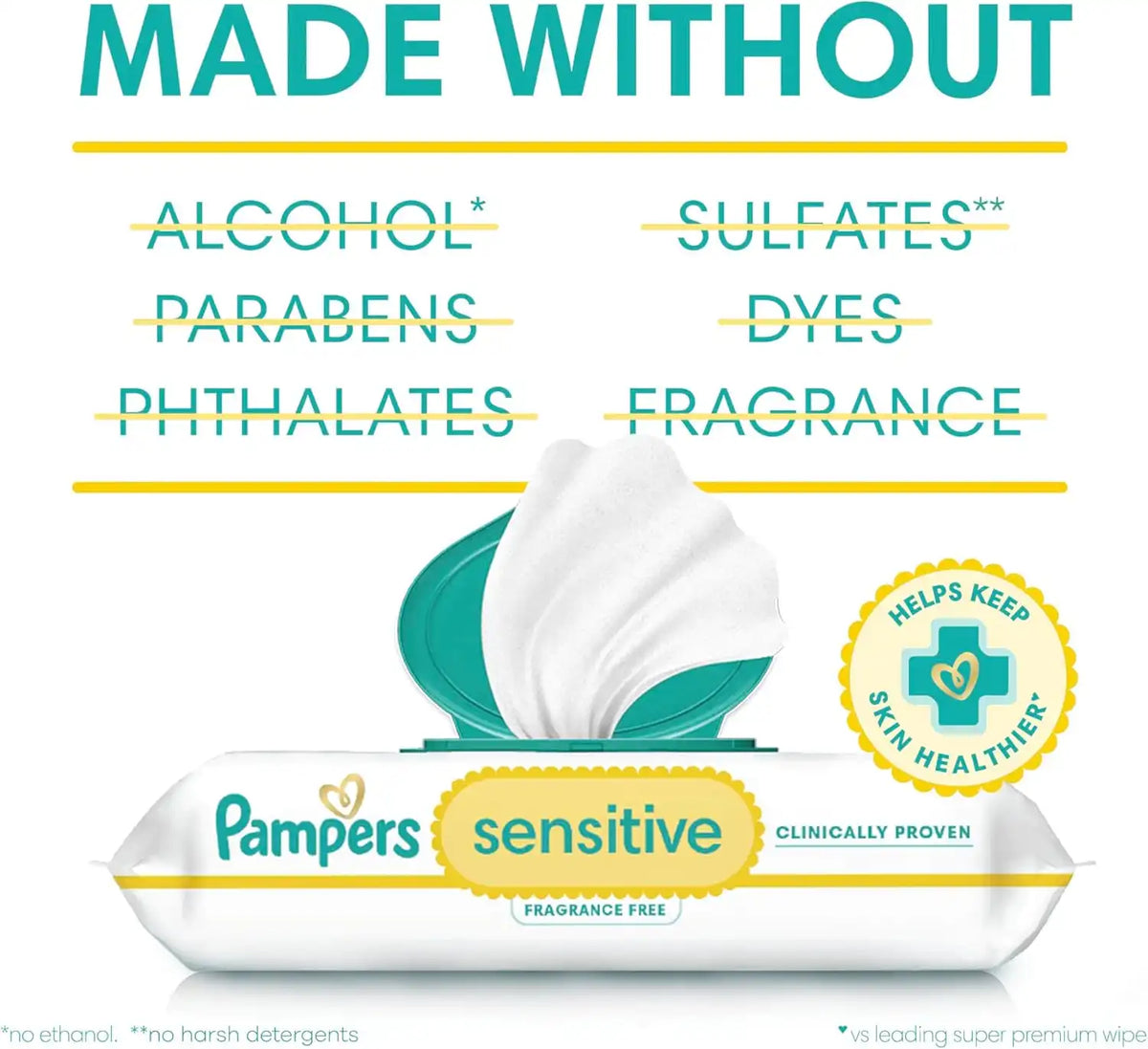 Pampers Pull On Cruisers 360° Fit Disposable Baby Diapers Size 6, 104 Count with Sensitive Water Based Baby Wipes 4X Pop-Top Packs (336 Count)