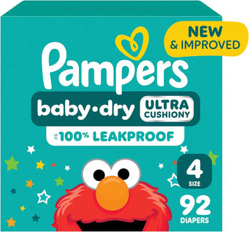 Pampers Diapers - Baby Dry - Size 4, 92 Count, Absorbent Disposable Infant Diaper (Packaging May Vary)