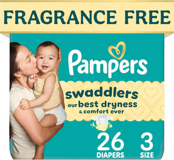 Pampers Swaddlers Diapers, Size 3 (13-26 lbs), 26 Count, Fragrance Free, Hypoallergenic, Absorbent, Pediatrician Recommended, Skin Safe