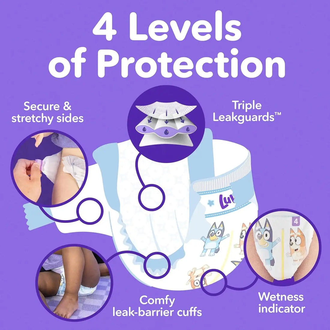 Luvs Size 2 Baby Diapers, Platinum Protection Bluey Diapers for Day & Night,Size 2 (12-18 lbs), 264 Count