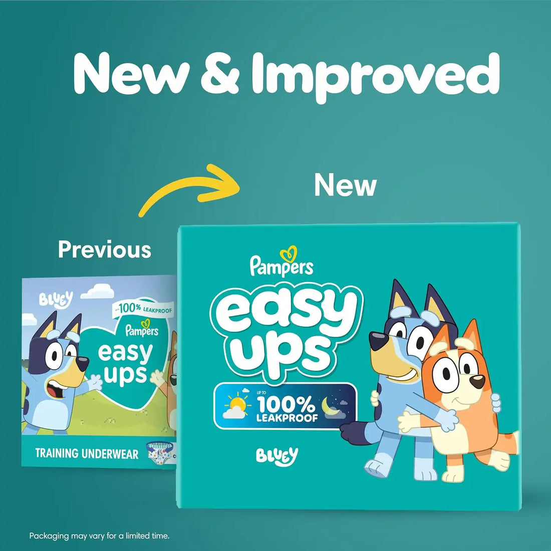 Easy Ups Girls & Boys Potty Training Pants, Size 7 (5T6T), 80 Count, Bluey Absorbent Training Underwear, Up to 100% Leakproof Day and Night, Hypoallergenic (Packaging May Vary)