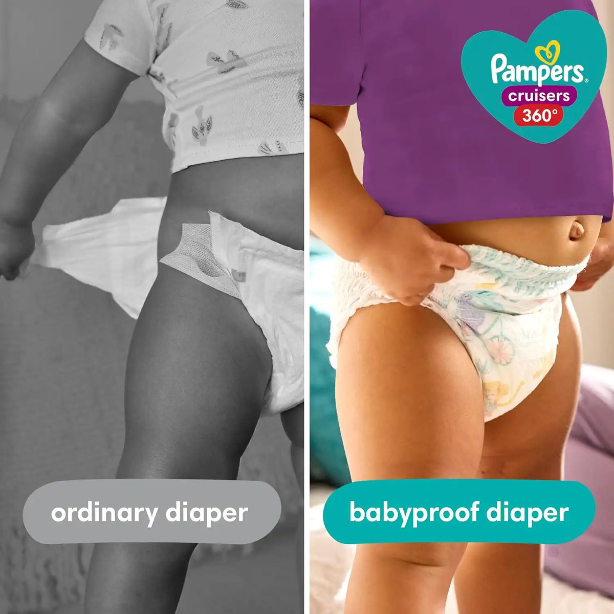 Pampers Pull On Cruisers 360° Fit Disposable Baby Diapers Size 3, 2 Months Supply (2 x 168 Count) with Sensitive Water Based Baby Wipes 12X Multi Pack Pop-Top and Refill (1008 Count)