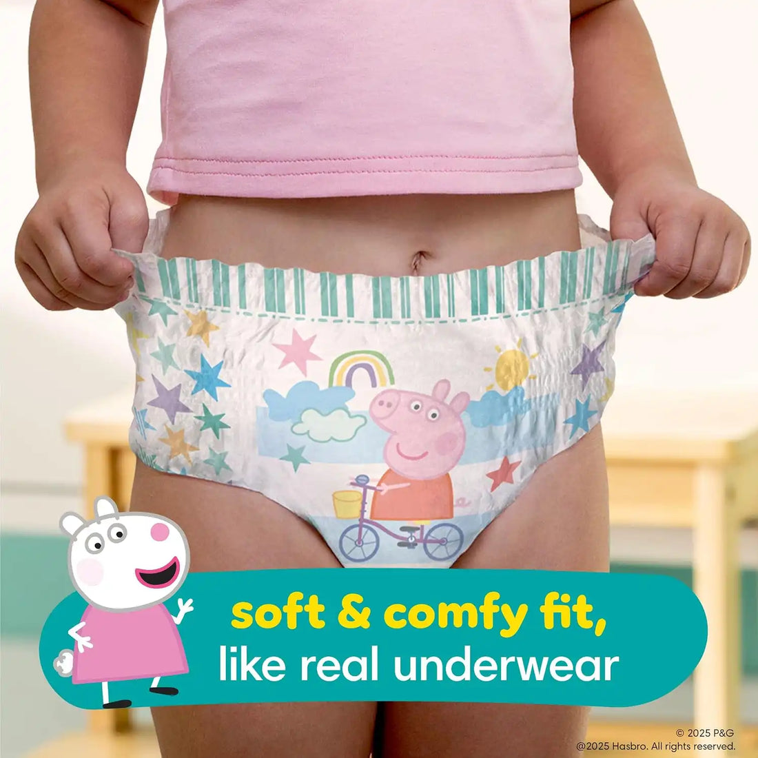 Pampers Easy Ups Pull On Training Pants Peppa Pig, 3T-4T, One Month Supply (124 Count) with Sensitive Water Based Baby Wipes 4X Pop-Top Packs (336 Count)