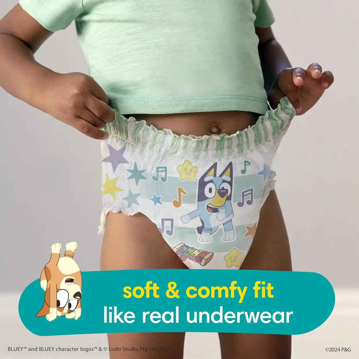 Pampers Training Pants Boys & Girls 5T-6T | Bluey Design | Easy Pull Up & Down | For Potty Training | 15 Count, Pack of 4