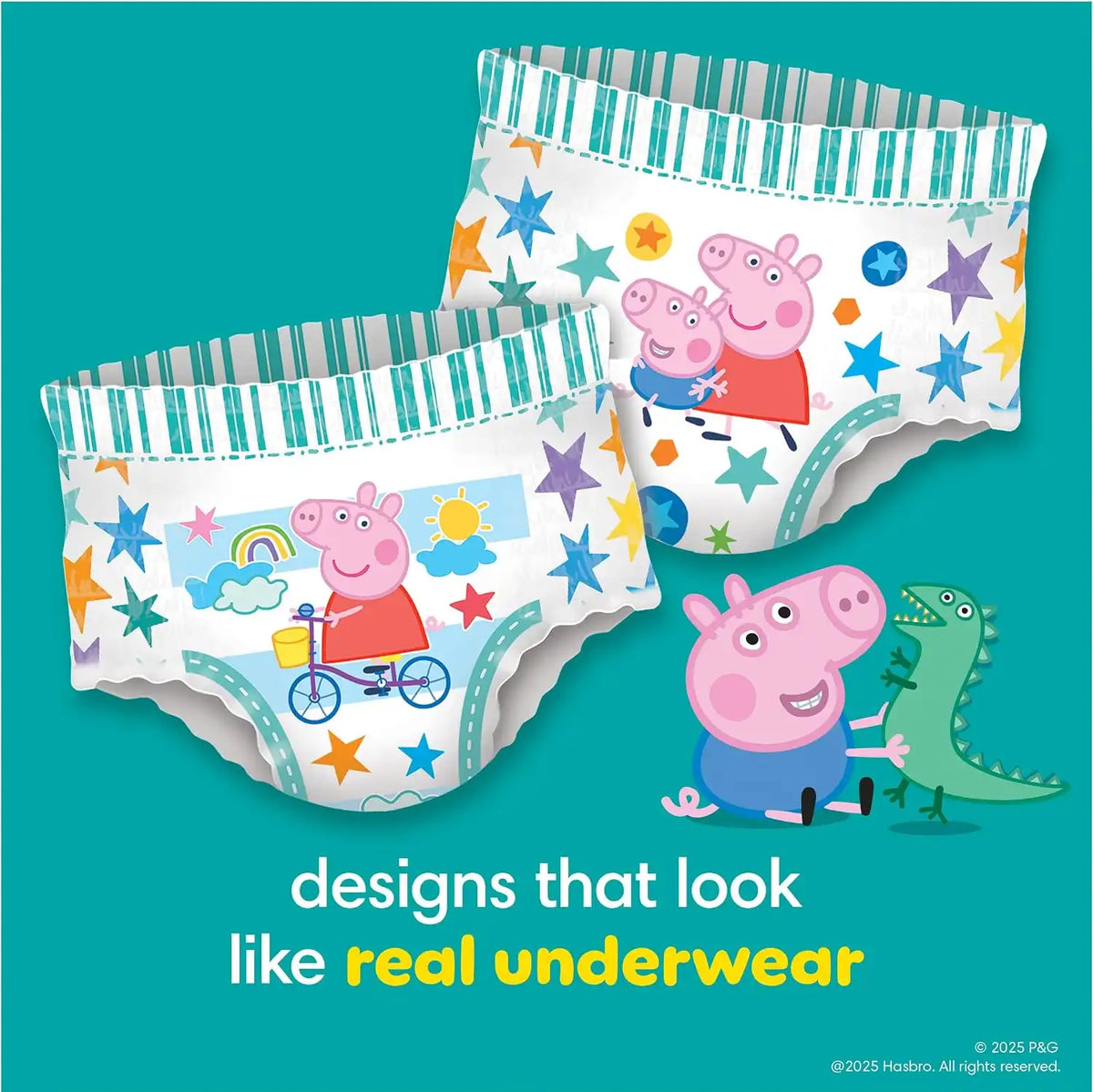 Pampers Easy Ups Pull On Training Pants Peppa Pig, 2T-3T, One Month Supply (140 Count) with Sensitive Water Based Baby Wipes 4X Pop-Top Packs (336 Count)